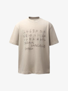 Hand-Drawn Numeric Jersey T-Shirt - Khaki