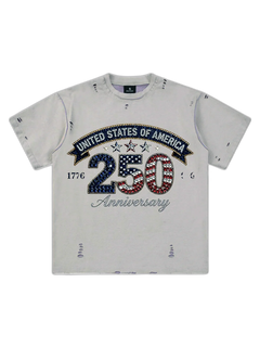 Rhinestone 250 Ripped Washed T-Shirt - Albaricoque