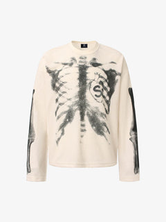 Skeleton Graphic Waffle Sweatshirt - Albaricoque