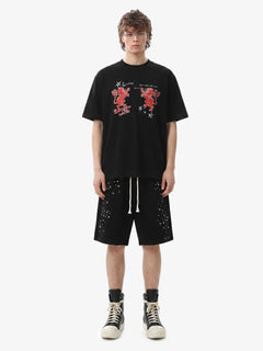 Studded Jersey Sweat Shorts - Negro