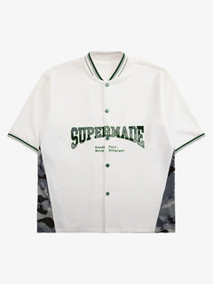 Original Camouflage Spliced Baseball T-Shirt - Blanco