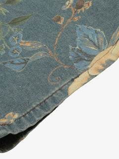 Denim Floral Print Carpenter Jeans - Azul