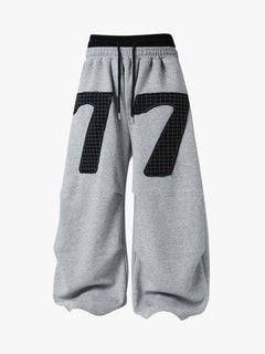 Double-Waisted Ruched Sweatpants - Flower Ash