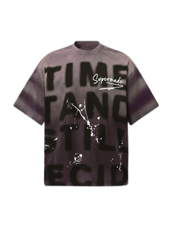Ink Splash Letter Print T-shirt - Morado