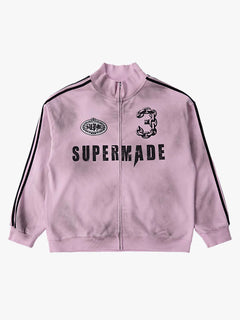 Supermade Vintage Distressed NO.3 Stand Collar Tracksuit - Rosa