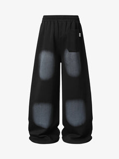 Spray Paint Star Print Distressed Sweatpants - Negro