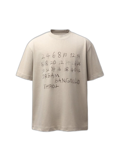 Hand-Drawn Numeric Jersey T-Shirt - Khaki