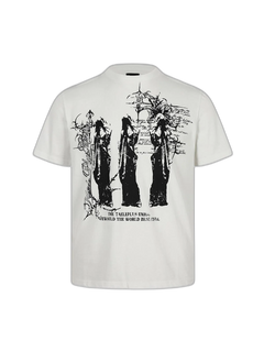 Gothic Statuette Cotton Jersey T-Shirt - Blanco