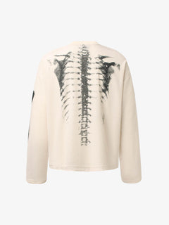 Skeleton Graphic Waffle Sweatshirt - Albaricoque