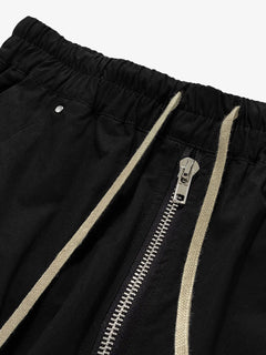 Woven Multi-Pocket Baggy Flared Pants - Negro