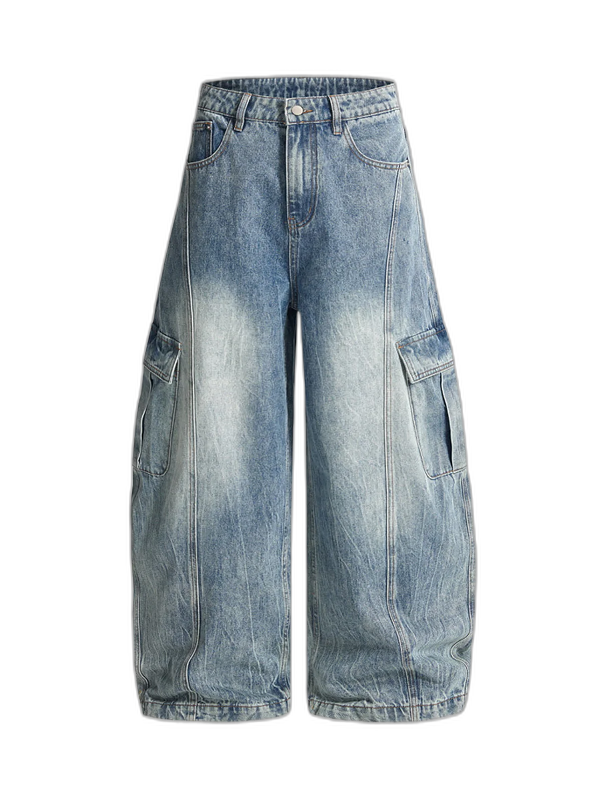 Vintage Cargo Pocket Washed Barrel Jeans