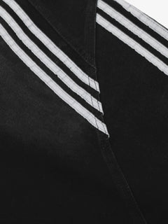 Contrast Side Stripe Denim Barrel Jeans - Azul