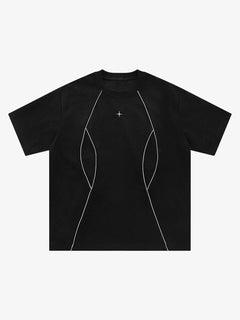 Functional Deconstructed Split Short-Sleeved T-Shirt - Negro