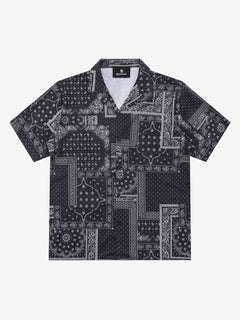 Vintage Bandana Patchwork Cuban Shirt - Negro