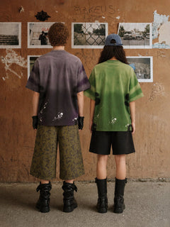 Ink Splash Letter Print T-shirt - Verde