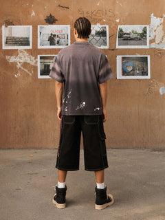 Ink Splash Letter Print T-shirt - Morado