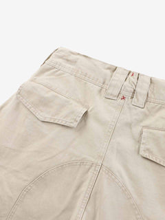 Curved-Hem Baggy Cargo Pants - Khaki