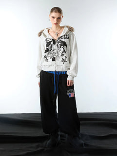 Vintage Paratrooper Layered Look Sweatpants - Negro