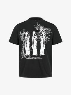 Gothic Statuette Cotton Jersey T-Shirt - Negro