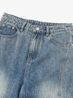 Vintage Cargo Pocket Washed Barrel Jeans - Azul
