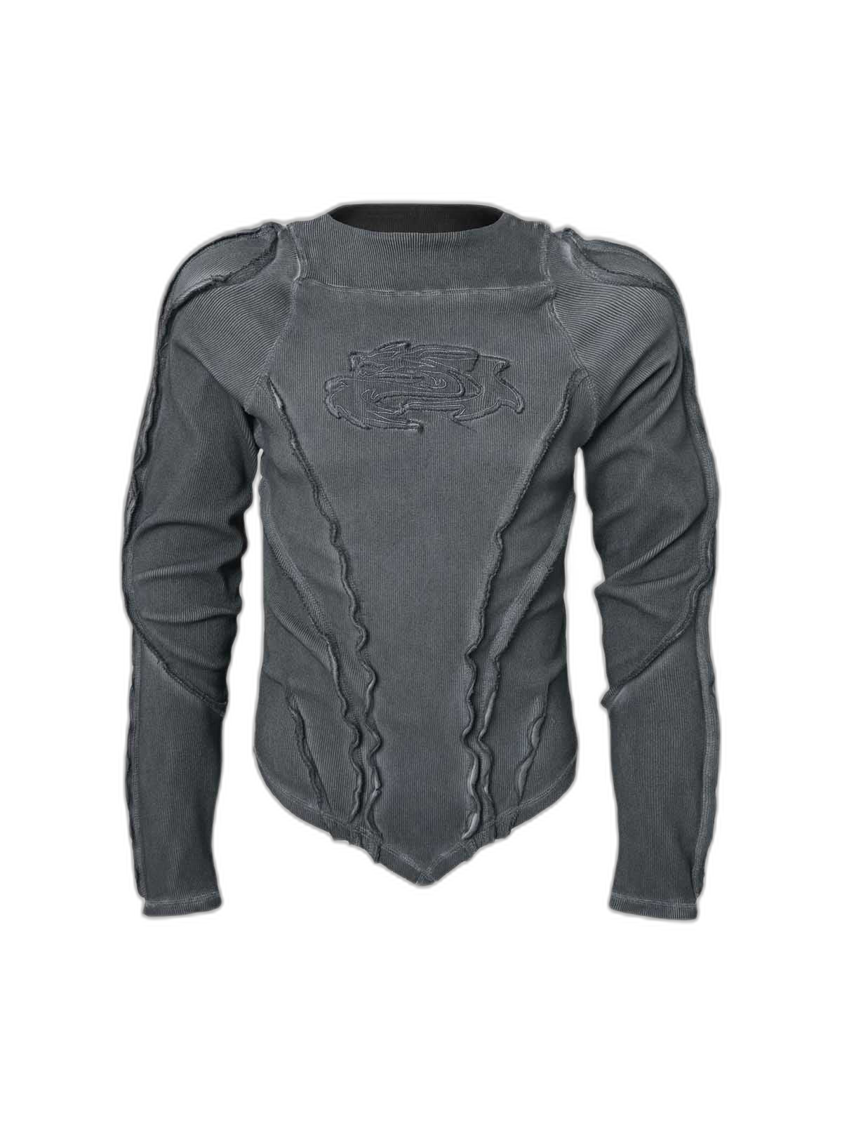 Vintage Washed Sculpted Seam Ribbed Long Sleeve T-Shirt