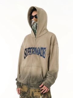 SUPERMADE Thorn Embroidery Zip Hoodie - Sand Color