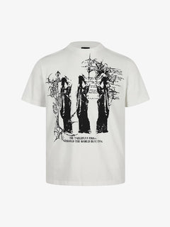 Gothic Statuette Cotton Jersey T-Shirt - Blanco