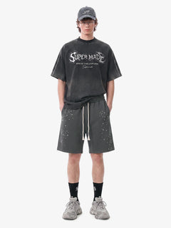 Studded Jersey Sweat Shorts - Flower Ash