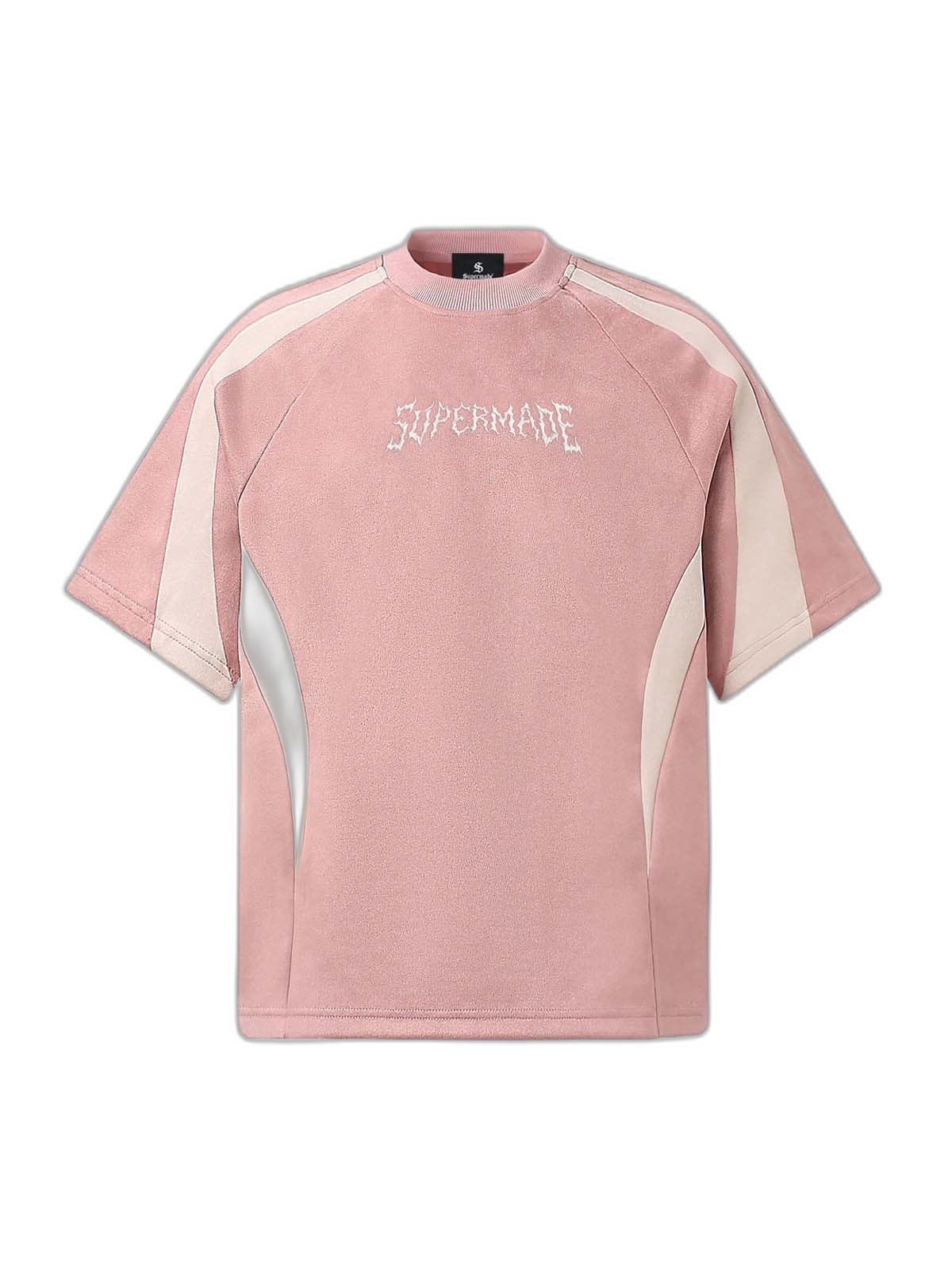 Suede Panel Embroidered Logo Short Sleeve T-Shirt