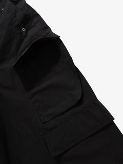 Woven Multi-Pocket Baggy Flared Pants - Negro
