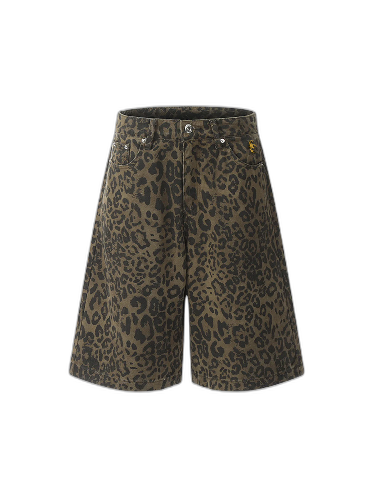 Leopard Print Cotton Wide Leg Shorts