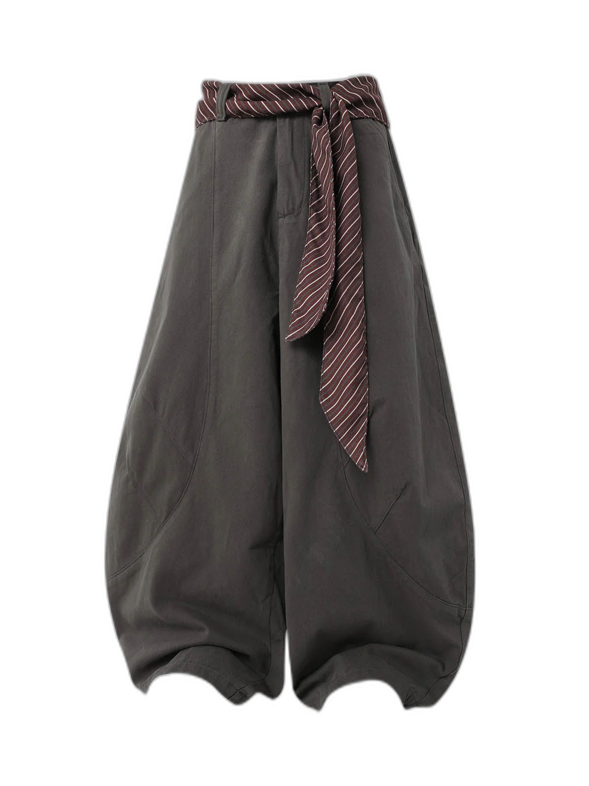 Sash-Belt Curved Balloon Pants