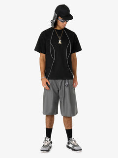 Functional Deconstructed Split Short-Sleeved T-Shirt - Negro