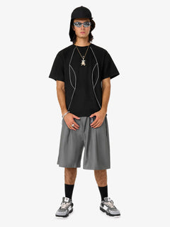 Functional Deconstructed Split Short-Sleeved T-Shirt - Negro