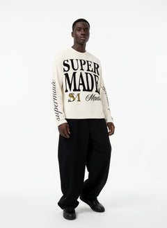 Retro Letter Print Waffle Simplicity Long-Sleeved T-Shirt - Albaricoque