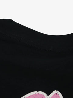 Retro Letter Graphic T-Shirtc - Negro