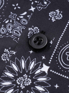 Vintage Bandana Patchwork Cuban Shirt - Negro