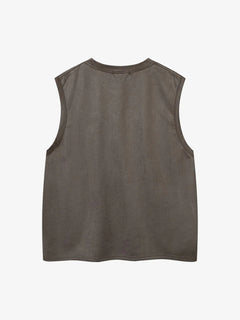 Suede Thorn Embroidered Vest - Coffee