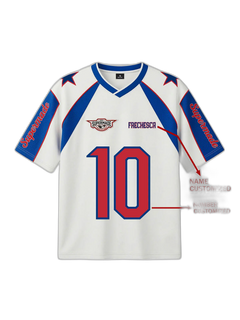 Colorblock Star Print Mesh Jersey T-Shirt - Blue And White - MAIN