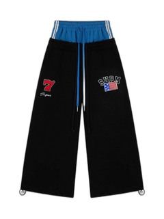 Vintage Paratrooper Layered Look Sweatpants - Negro