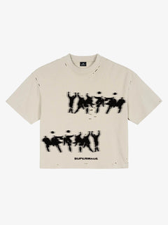 Vintage Soccer Motion Graphic T-Shirt - Albaricoque