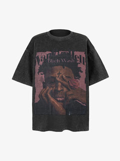 Vintage Artistic Graphic T-Shirt - Negro