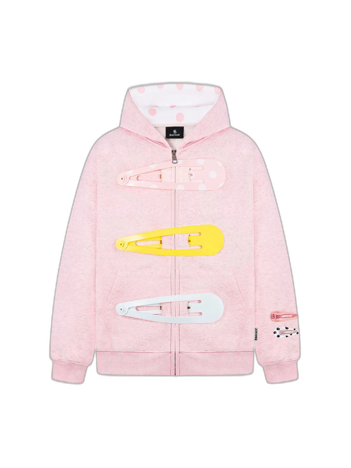 Detachable Hair Clip Decoration Zip Up Hoodie