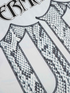 Jersey Style Snake Print T-Shirt - Blanco