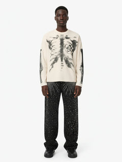 Skeleton Graphic Waffle Sweatshirt - Albaricoque