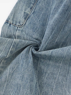 Vintage Cargo Pocket Washed Barrel Jeans - Azul