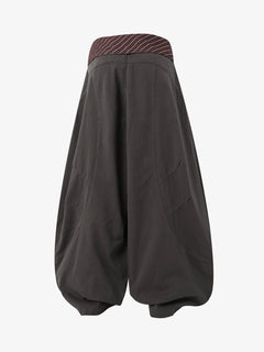 Sash-Belt Curved Balloon Pants - Gris oscuro