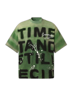 Ink Splash Letter Print T-shirt - Verde