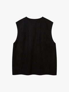 Suede Thorn Embroidered Vest - Negro
