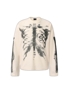 Skeleton Graphic Waffle Sweatshirt - Albaricoque